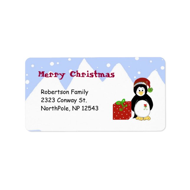 Etiqueta Pinguins de Natal Personalizáveis (Frente)