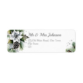 Etiqueta Pinheiros brancos de neve elegantes