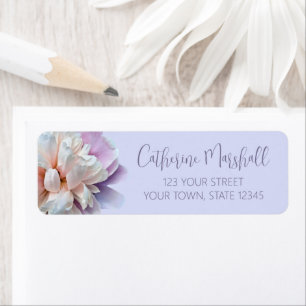 Etiqueta Pink and Purple Peony Blue Return Address