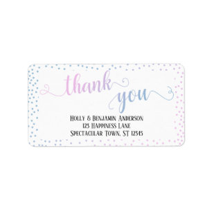 Etiqueta Pink Blue Ombre Confetti Obrigado Script