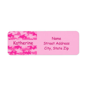 Etiqueta Pink Camo Camouflage Name Personalized