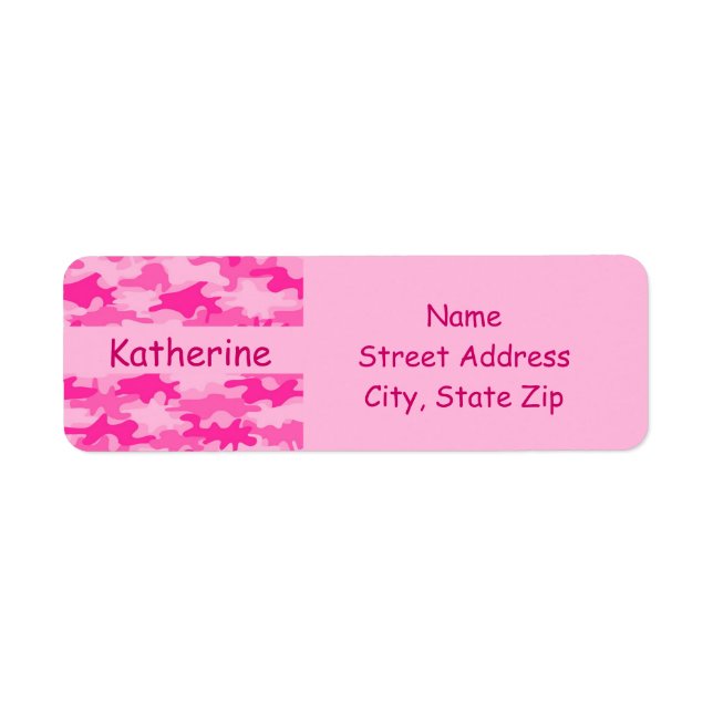 Etiqueta Pink Camo Camouflage Name Personalized (Frente)