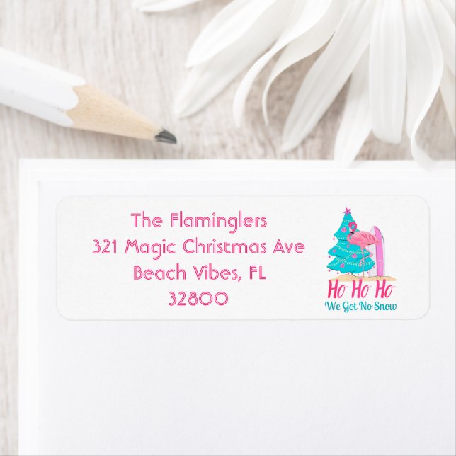 Etiqueta Pink Flamingos Funny Tropical Beach Natal (Insitu)