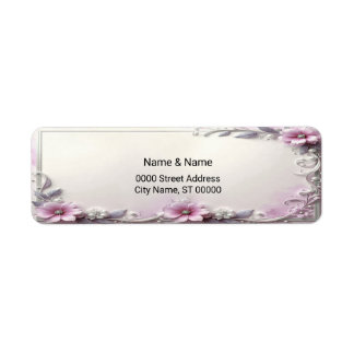 Etiqueta Pink Floral Frame Return Address Label
