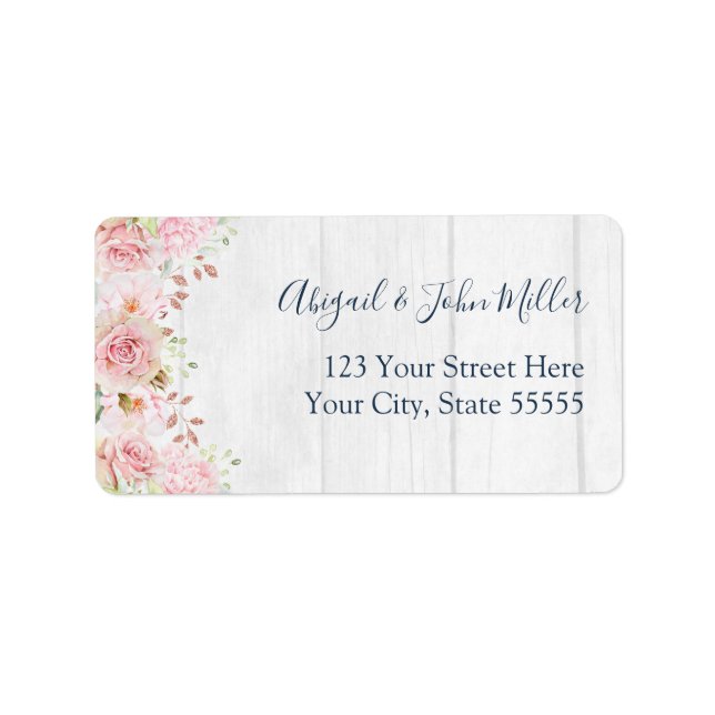 Etiqueta Pink Floral Spring Wedding RSVP Address Labels (Frente)