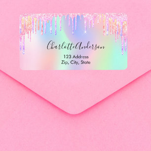 Etiqueta Pink glitter unicorn rainbow glittery
