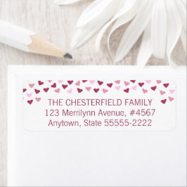 Etiqueta Pink Hearts Border Return Address