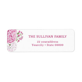 Etiqueta Pink hydrangea return address label