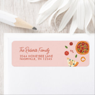 Etiqueta Pink Modern Watercolor Pizza Return Endereço