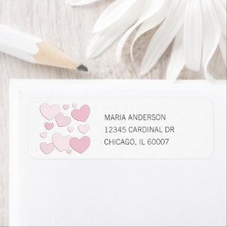 Etiqueta Pink Paper Heart Pattern Return Address Label