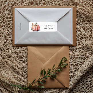 Etiqueta Pink Pumpkin Watercolor Boho Baby Boy Shower