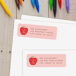 Etiqueta Pink Red Apple Preschool Graduation Address Label