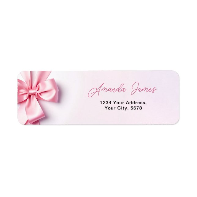 Etiqueta Pink Ribbon Bow Address (Frente)
