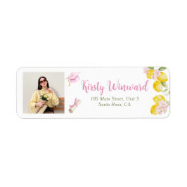 Etiqueta Pink Stripes Lemons and Flowers Grad Labels Floral
