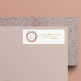 Etiqueta PINK WILD ROSAS WREATH 50º endereço de casamento