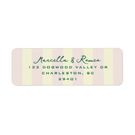 Etiqueta Pink Yellow Vertical Stripes Modern Return Address