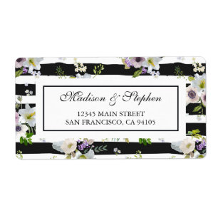 Etiqueta Pintado Padrão Floral Striped - Casamento