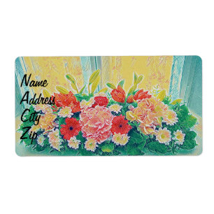 Etiqueta Pintura de flores coloridas