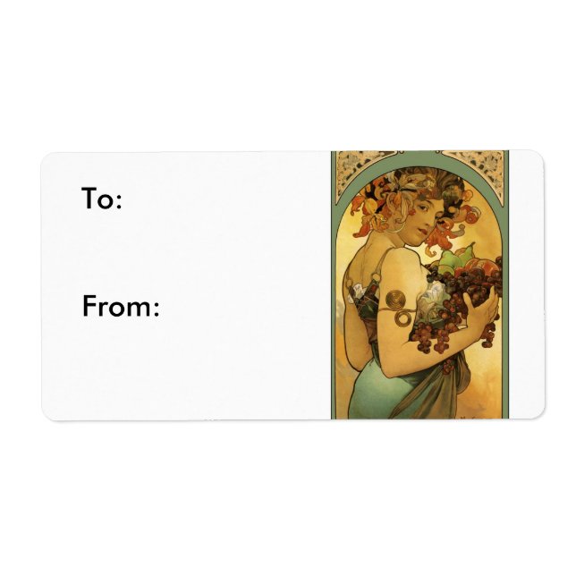 Etiqueta Pintura de Fruta Alphonse Mucha (Frente)