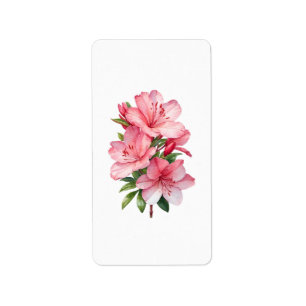 Etiqueta Pintura em aquarela de flor de azálea