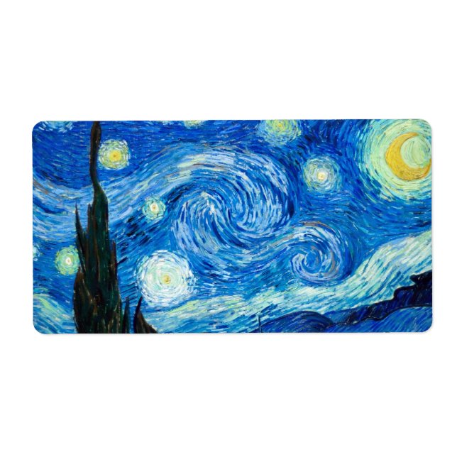 Etiqueta Pintura Noturna Starry Pelo Pintor Vincent Van Gog (Frente)