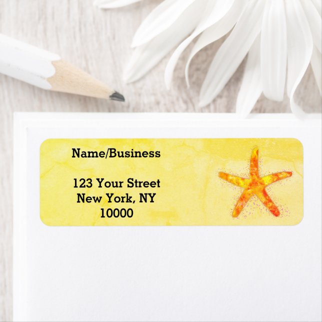 Etiqueta Pintura Por Aquarela De Starfish No Papel Antigo (Insitu)