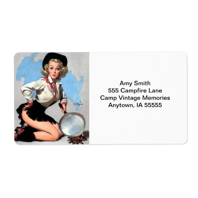 Etiqueta Pinup do cozinheiro retrô Campfire (Frente)