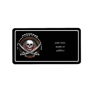 Etiqueta Pirata Crânio e Espada Crossbones - TLAPD