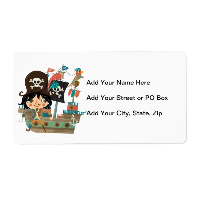 Etiqueta Pirata e navio de pirata (Frente)