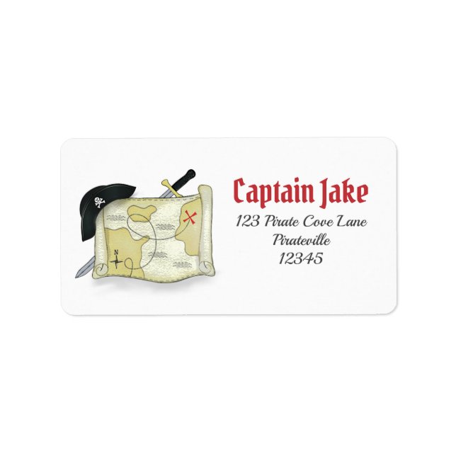 Etiqueta Pirates Treasure Map Festa de Meninos Cutes (Frente)