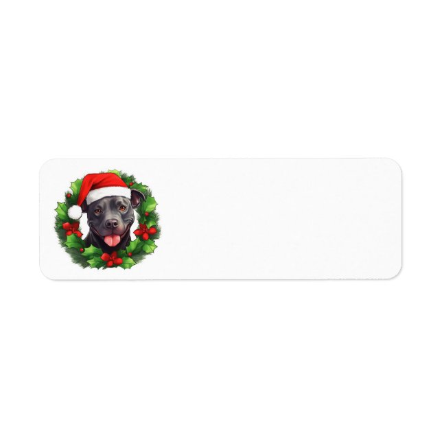 Etiqueta Pit Bull Christmas Wreath (Frente)