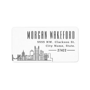 Etiqueta Pittsburgh, Pensilvânia Modern Deco Skyline Large