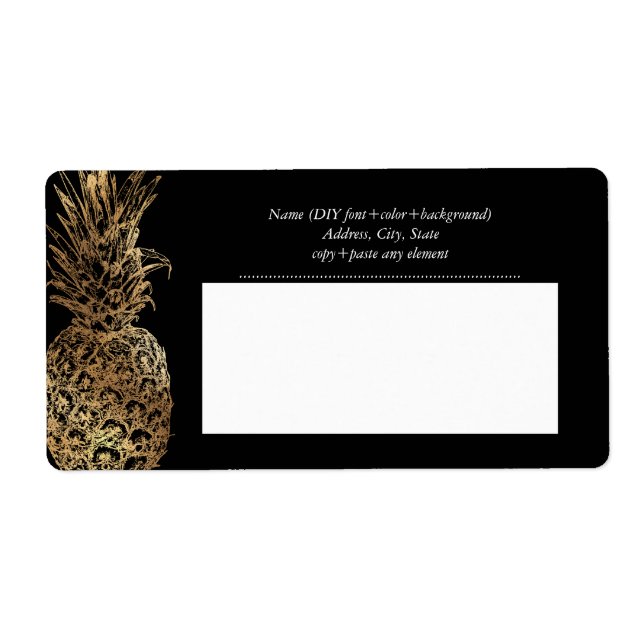 Etiqueta PixDezines Aloha Abacaxi+Faux Dourado (Frente)