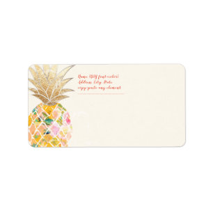 Etiqueta PixDezines Aloha Abacaxi+Floral Aquarela