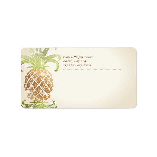 Etiqueta PixDezines Ananás/Faux Dourado (Frente)