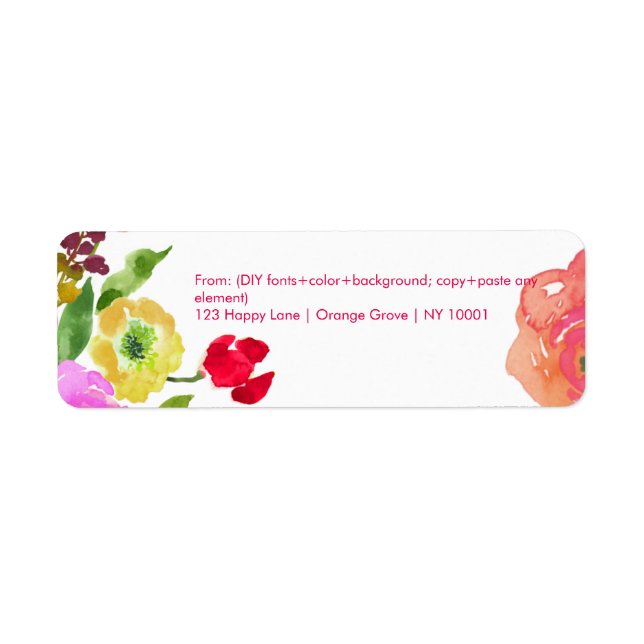 Etiqueta PixDezines Aquarela floral/ranunculus/DIY (Frente)