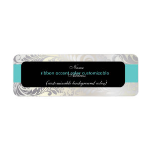 Etiqueta PixDezines Bellissimo Damask faux prata/azul