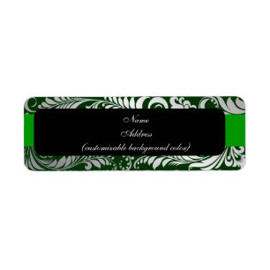 Etiqueta PixDezines Bellissimo Damask faux prata/verde