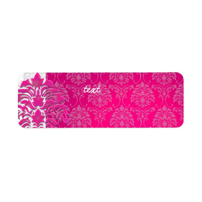 Etiqueta PixDezines Damask 1, rosa quente (Frente)