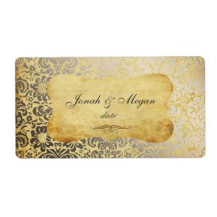 Etiqueta PixDezines Felina, Faux Silver Fidora Damask