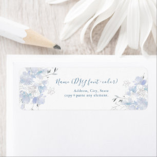 Etiqueta PixDezines Floral Watercolor, Azul Dusty Sweetpea