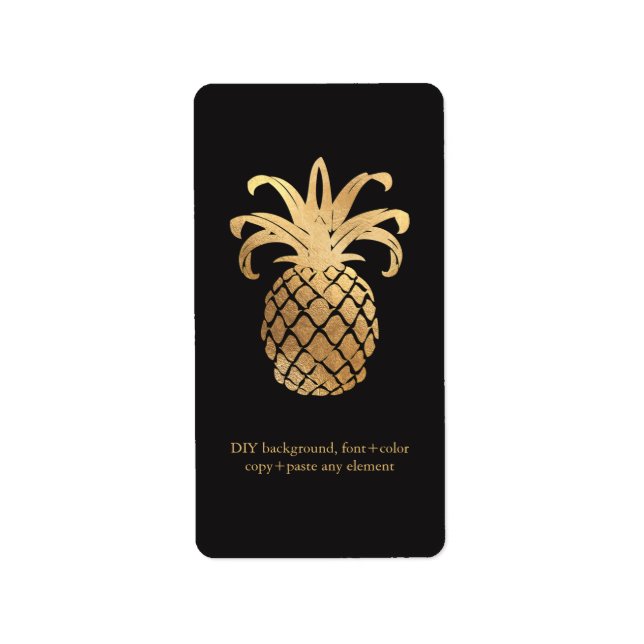 Etiqueta PixDezines HawaiianPineapple Faux Dourado Wine Lab (Frente)