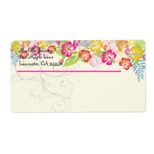 Etiqueta PixDezines Léis Havaiana de Hibiscus/cor DIY