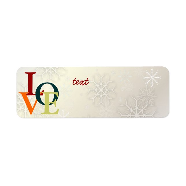 Etiqueta PixDezines Love, Snowflakes White + Pérola (Frente)