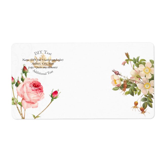 Etiqueta PixDezines Redoute Rosas/Dourada Coroa (Frente)