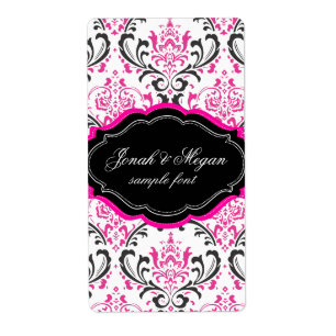 Etiqueta PixDezines Rossi Damask/DIY/black+rosa quente