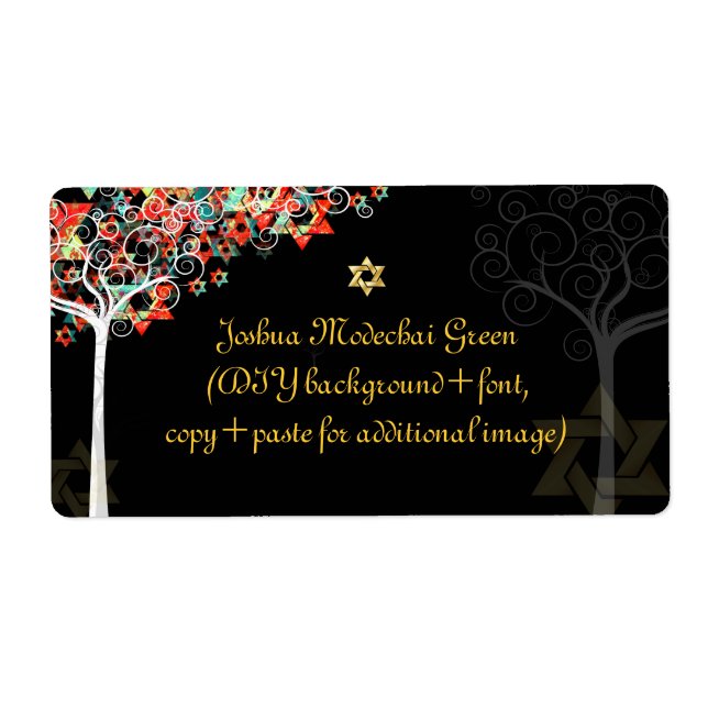 Etiqueta PixDezines tree of life/mitzvah (Frente)