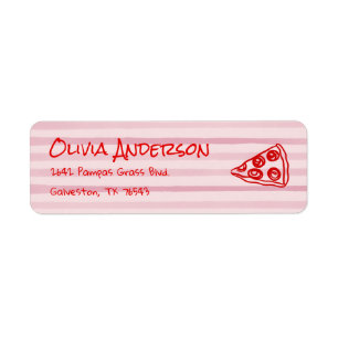 Etiqueta Pizza Desenhada À Mão Pink Ciao Chá de fraldas Beb