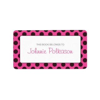 Etiqueta Placa de Bolinhas rosa-quente e castanha