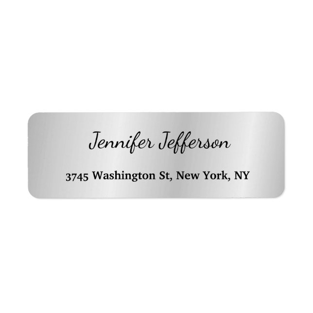 Etiqueta Placa de Escrita Manual Moderna de Cinzas de Prata (Frente)